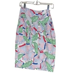 Conversations by Anthropologie Sz. 4 Skirt A-Line Linen Rayon LE  Primary Colors